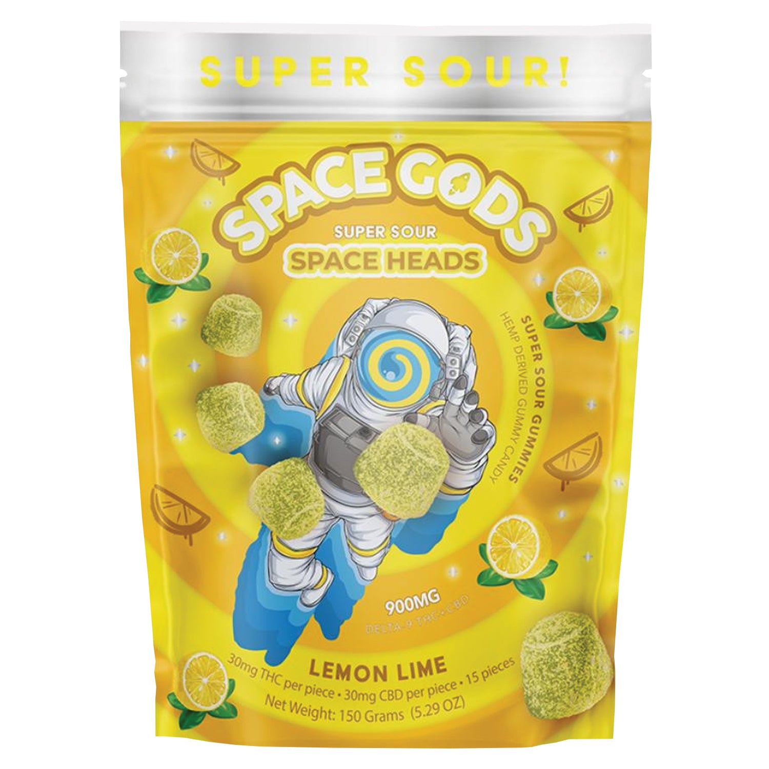 Space Gods Super Sour Space Heads 900mg CBD + THC Gummies 15ct