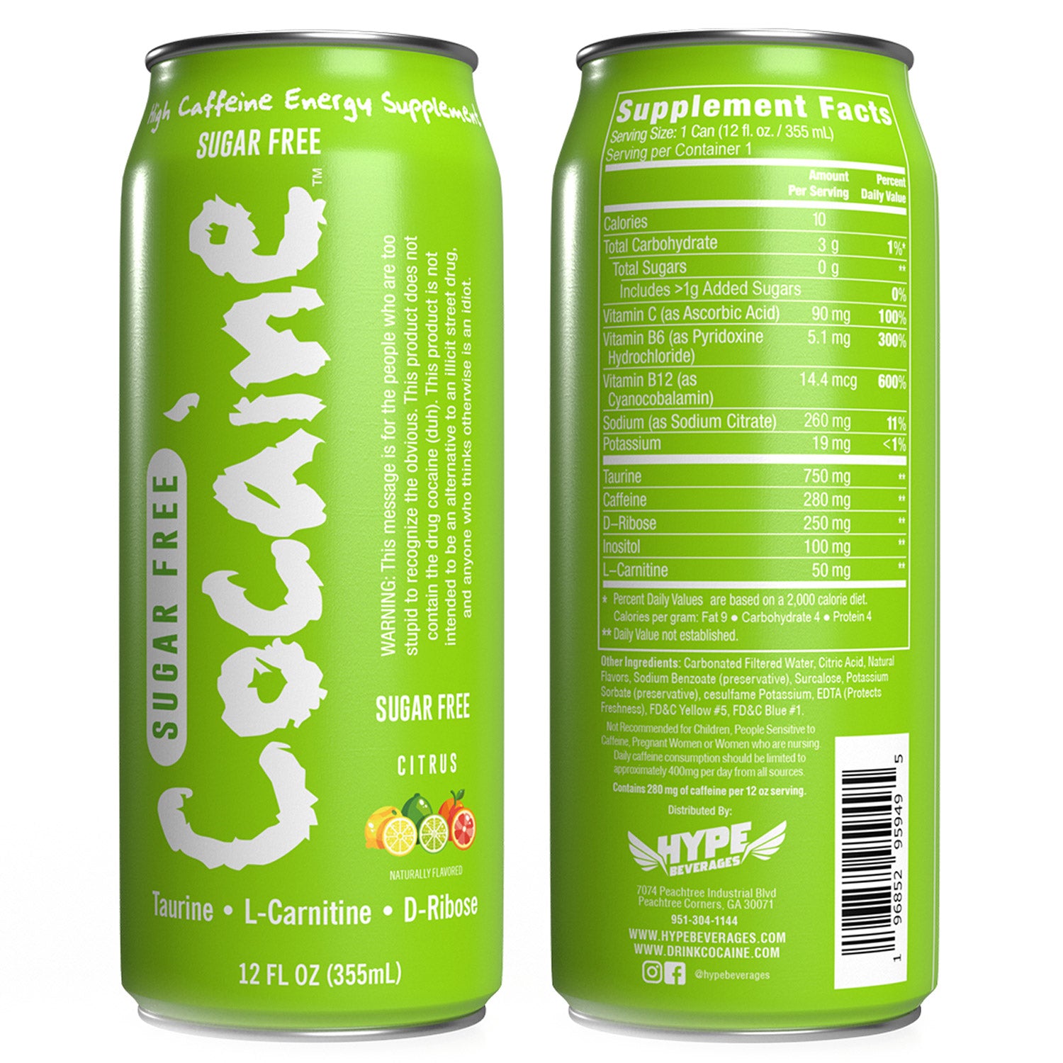 Cocaine High Caffeine Energy Supplement 12oz.