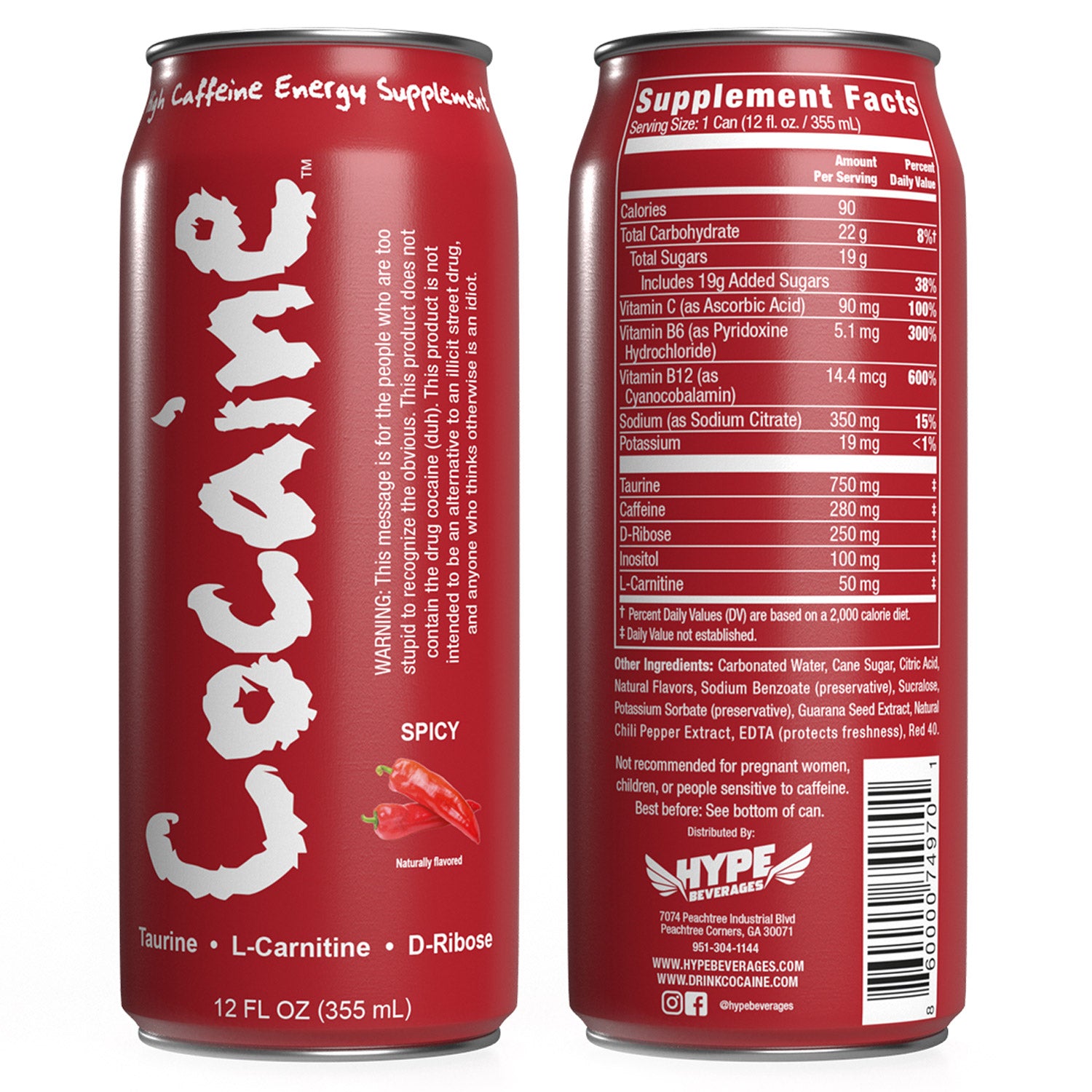 Cocaine High Caffeine Energy Supplement 12oz.