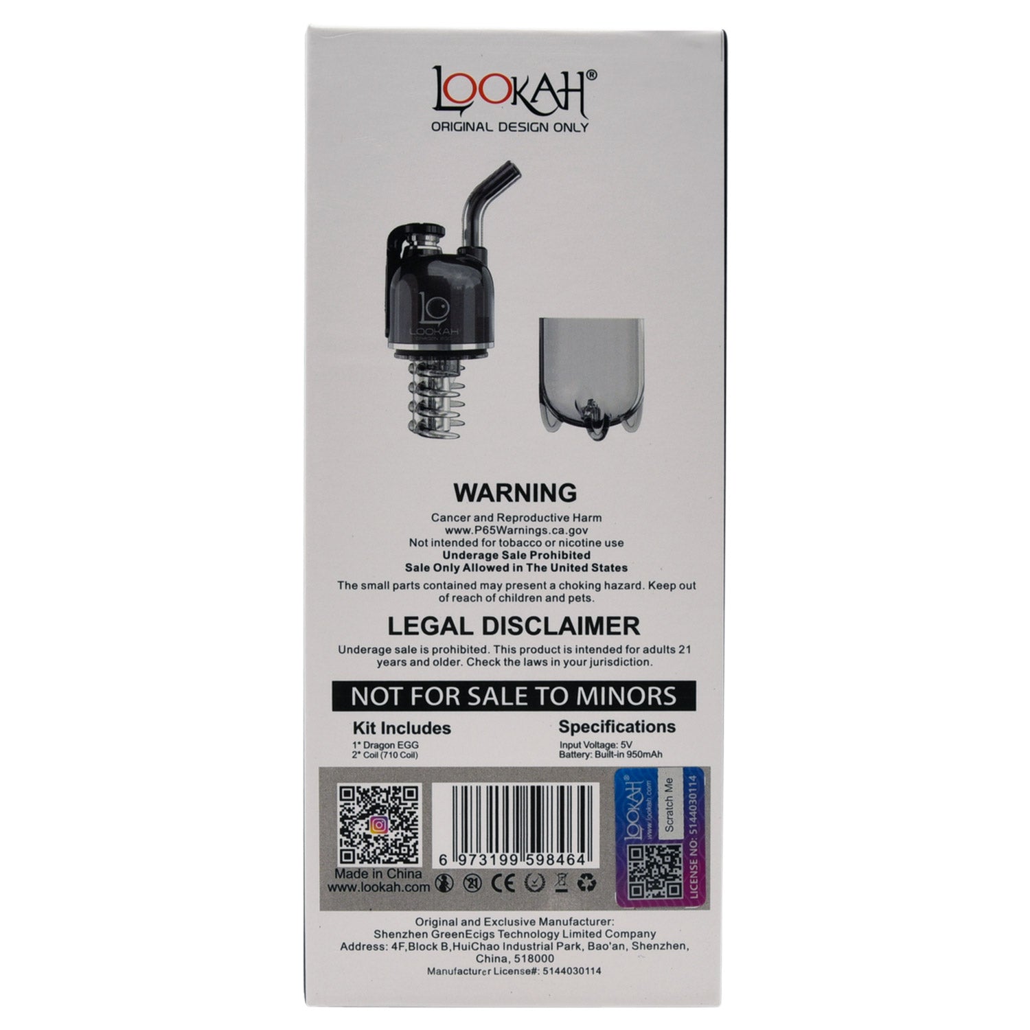 Lookah Dragon Egg 950mAh E-Rig Vaporizer Kit