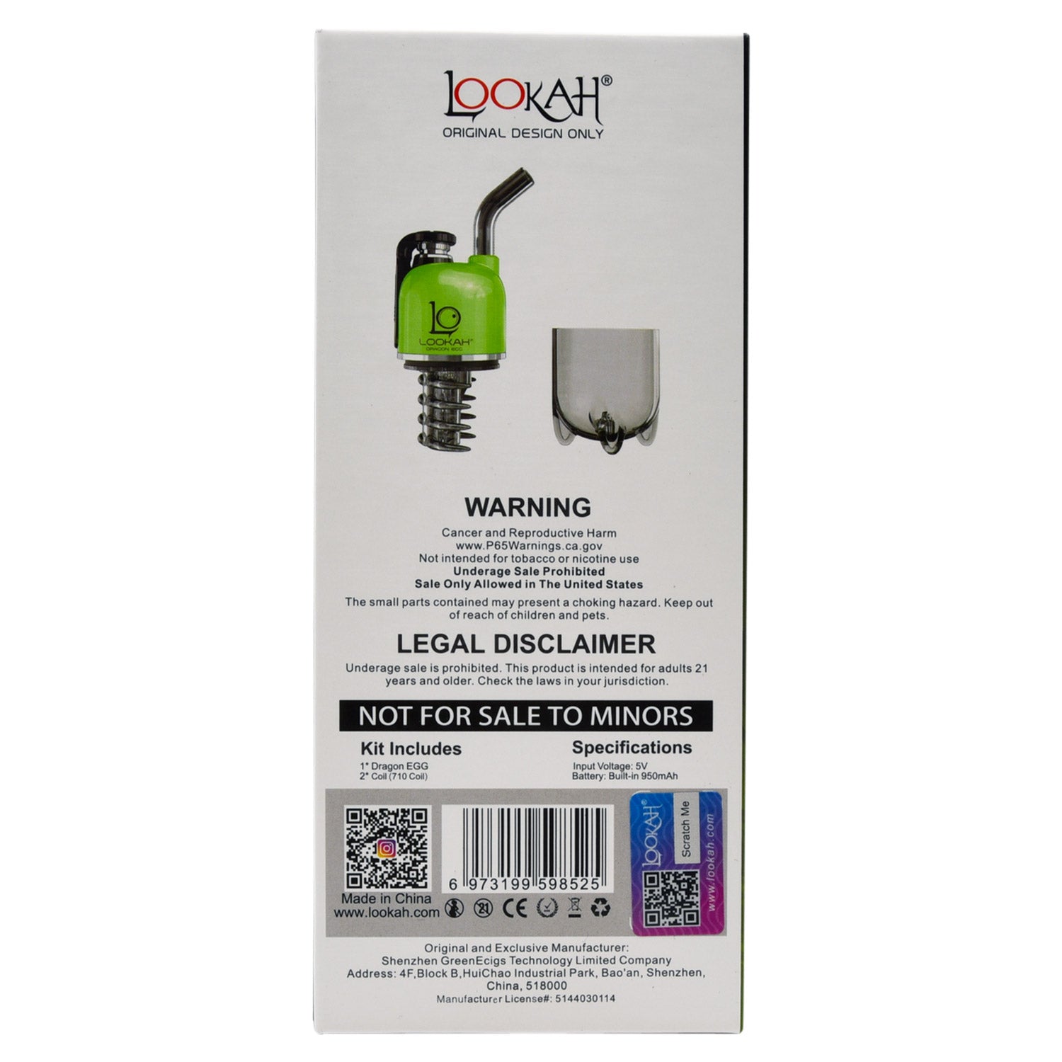 Lookah Dragon Egg 950mAh E-Rig Vaporizer Kit