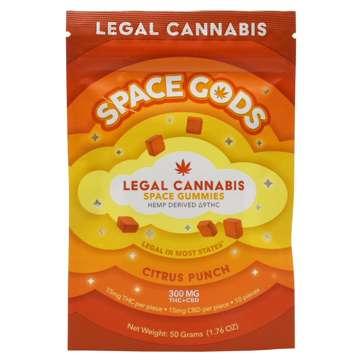 Space Gods 300mg D9+CBD Gummy